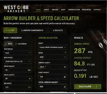 Archery calculator and tuning setup